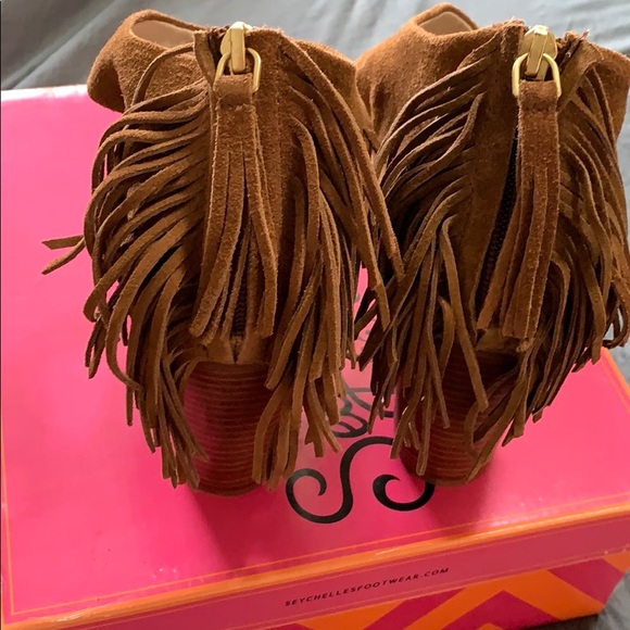 Seychelles Hello lovely Suede fringe open toe heel - Picture 6 of 8